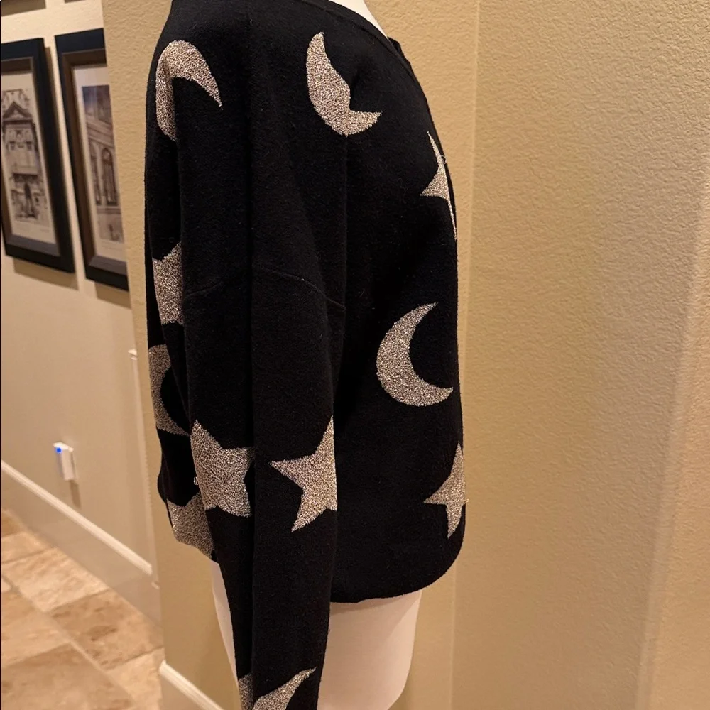 Beach Riot Black with metallic Star and Moon V-Neck Sweater - Picture 4 of 7